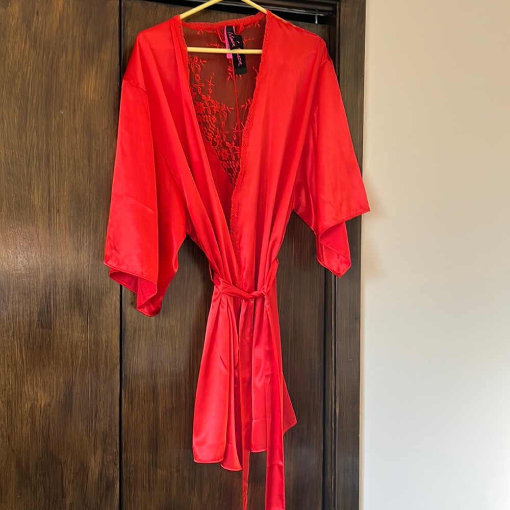 La Senza bright orange lace kimono robe